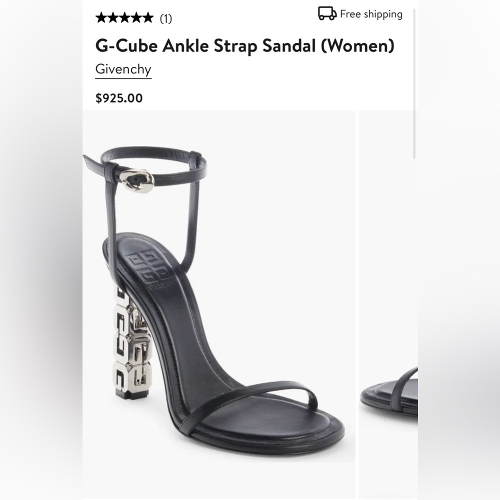 Givenchy Black and Silver G-Cube Ankle Strap Sandals